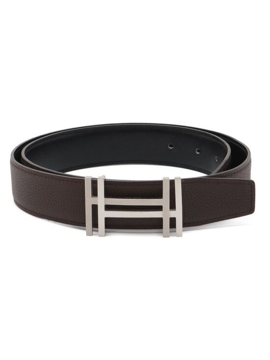 Hermes Belt Reversible Leather Dark Brown Black Silver 80 main image 4